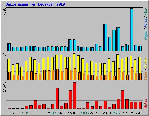 Daily usage for December 2010